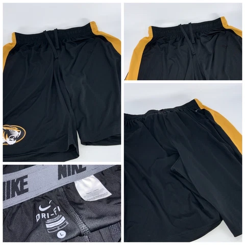 Mizzou Tigers Nike Dri Fit Basketball Shorts L Men Black Poly String YGI D2-429 Cover