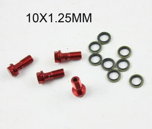 4pc M10X1.25 Red CNC Banjo Bolts Oil Cooler Brake Master Cylinder Hydraulic Hose - Foto 1 di 1