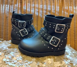 Next Girls/Infant Black Leather Studded Boot Children Size UK 5 EU 21.5 Toddler - Picture 1 of 12