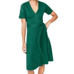 Boden Damen Wickelkleid UK 16 US 12 Grün Kurzarm Stretch Freizeit Fließend Neu mit Etikett - Bild 1 von 16
