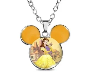 NEW Disney Princess Belle Silver Plated Cabochon Necklace with Ears - Picture 1 of 1