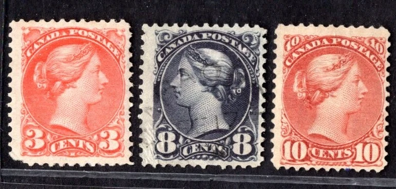 CANADA 1888 SCOTT #41, 44, 45 TWO MINT HINGED #44 LIGHTLY USED C.V. $800 - Image 1 of 2