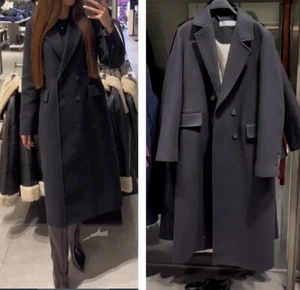 NEW ZARA AW24 ZW COLLECTION WOOL BLEND BLACK COAT 9231/745 ABRIGO LANA NEGRO - Imagen 1 de 11