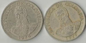 Columbia One Peso Coins 1976 & 1977 Cir. Coins # 37 - Picture 1 of 2
