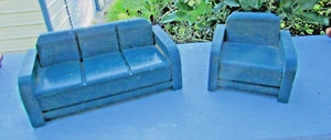 SOFÁ Y SILLA ART DECO ANTIGUA CASA DE MUÑECAS MUEBLES MINIATURA AÑOS 20 30 - Imagen 1 de 5