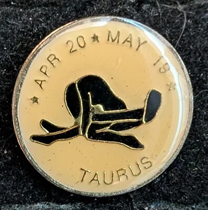 Vintage Enamel Horoscope Astrology TAURUS April.20-May.19 Hat Pin Size 1" dia. - Picture 1 of 1
