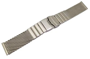 Cinturino Milanese Acciaio Inox Massiccio 22mm, Fibbia Pieghevole Aristo-Vollmer - Picture 1 of 7