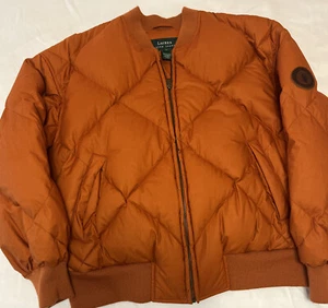 LAUREN Ralph Lauren Orange Classic Zip Up Quilted Jacket Women's Size Small!!! - Picture 1 of 6