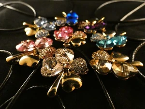 Kleeblatt Anhänger 24 Karat Vergoldet Glück Strass Glücksbringer Gold Damen - Bild 1 von 21