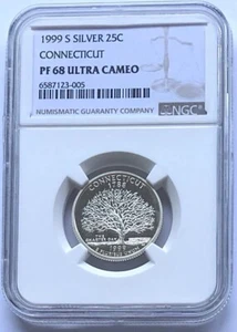 1999 S 25C Silver Connecticut  Quarter NGC GRADED PR68UCAM - Picture 1 of 3