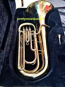 TUBA IN EB PITCH OF PURE BRASS METAL IN GOLD POLISH + CUSHION CASE + FREE SHIPP - Picture 1 of 16