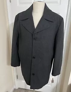 London Fog Black Car Coat Wool Blend Quilted Overcoat MSRP $250 Men's L - Picture 1 of 24