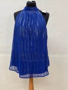 Lipsy London Size UK 16 Blue Foil Halter Dress Unworn With Attached Label - Picture 1 of 24