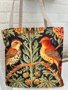 Large Reusable Tote Bag, William Morris Print, Woven Linen Mix, Hand Made in UK - Picture 1 of 6