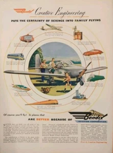 1944 Bendix Aviation Corporation Kleinflugzeug Printanzeige, Einzelpropellerflugzeug - Bild 1 von 1