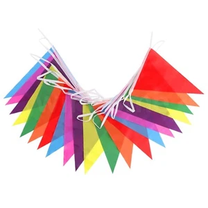 Material Fabric 10m Bunting Flag Party Wedding Birthday Decorations Banners - Picture 1 of 7