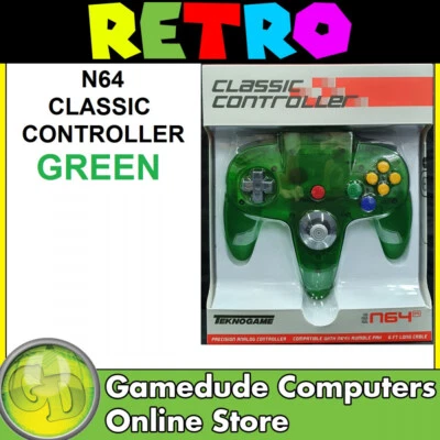 TEKNOGAME N64 CLEAR GREEN Classic Controller MODEL : N4904 (722267833657) -[F65* - Image 1 of 2