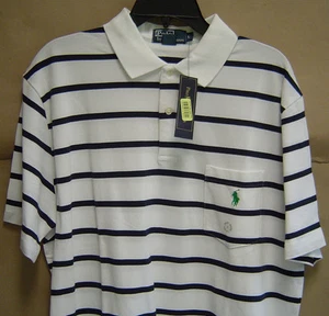 NUEVO CON ETIQUETAS $90 POLO RALPH LAUREN Hombre L Calce Clásico CAMISA DE BOLSILLO MALLA Blanca Marina 0476256 - Imagen 1 de 2