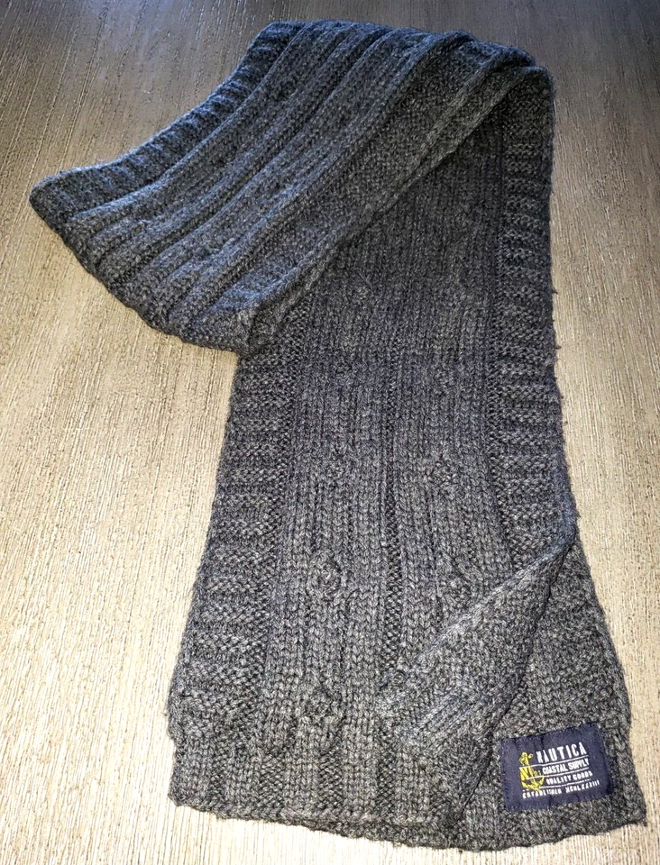 NAUTICA BUFANDA DE INVIERNO DE PUNTO GRIS CÁLIDO GRUESO PARA HOMBRE 72 X 10 PULGADAS ¡CÁLIDA! Foto 1 de 1