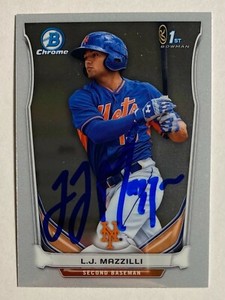 L.J. Mazzilli Signed Bowman Chrome #BCP92 2014 Card New York Mets Auto MLB RAD