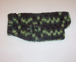 Hand Crochet Green Camouflage Dog Sweater for Small Pet - Picture 1 of 3
