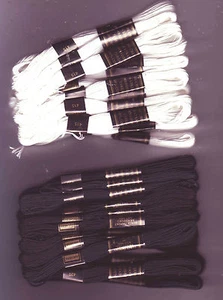 ¡NUEVO! 12 x Madejas Bordado Punto de Cruz Hilos - Negro O Blanco O Mezcla - Imagen 1 de 6