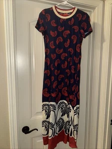 LA Double J 100% Shift Dress Shell Print Short Sleeve Summer Dress - Picture 1 of 10