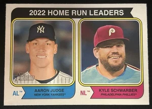 🔥Aaron Judge & Kyle Schwarber 2023 Topps Heritage #202 “2022 Home Run Leaders” - Picture 1 of 3