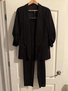 SHEIN Women’s Black Pantsuit With Shawl Collar Blazer And Trousers, Size M - Picture 1 of 5