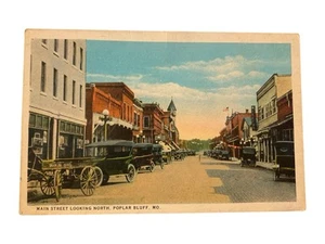 Main St. Looking North, Popular Bluff MO. White Boarder Linen P.C. Coches/carro  - Imagen 1 de 2