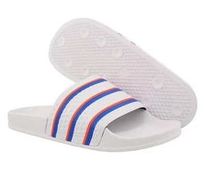 Adidas Adilette Mens Shoes Size 4, Color: Cloud White/Blue/Solar Red - Picture 1 of 5