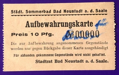 Eintrittskarte Aufbewahrungskarte PROBEDRUCK Städt Schwimmbad Bad Neustadt Saale - Bild 1 von 2