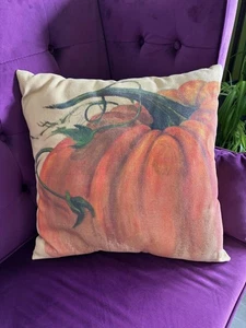 RARO Pottery Barn PINTADO CALABAZA Almohada Otoño Otoño Acción de Gracias 20" - Imagen 1 de 5