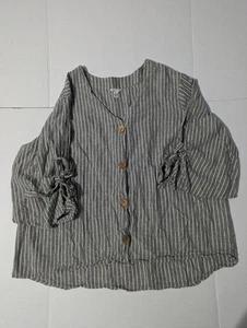 Cato Lagenlook Pullover gestreift Oberteil Baumwolle Flachs 18/20 W - Bild 1 von 13