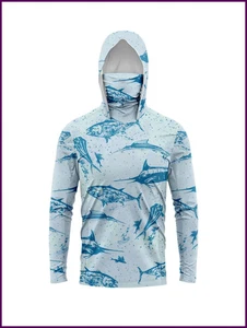 Hombres Camisa de Pesca con Capucha Manga Larga Camiseta de Pesca Protección UV Ropa de Pesca - Imagen 1 de 26