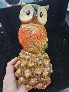 Pier 1 Imports Owl Perching On Acorn Sitting Ceramic Statue Fall Harvest - Picture 1 of 6