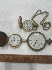 ILLINOIS, ADDISON & HAMPDEN NON WORKING POCKET WATCH GROUP!! - Picture 1 of 11