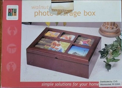 Винтажная ореховая круглая коробка для хранения фотографий в доме  - Изображение 1 из 4