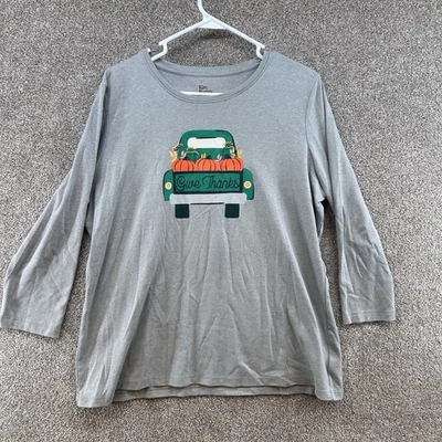 Pullover Kim Rogers para mujer Thanksgivig talla XL gris perfectamente suave Foto 1 de 4