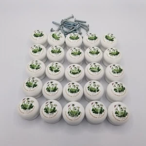 PORTMEIRION BOTANIC GARDEN Chrysanthemum Ceramic Drawer Pull Knob lot of 25 - Picture 1 of 8