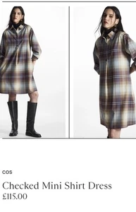 Vestido camisero COS Damas Pequeño mezcla de lana tonos de azul a cuadros, elástico con bolsillos - Imagen 1 de 22