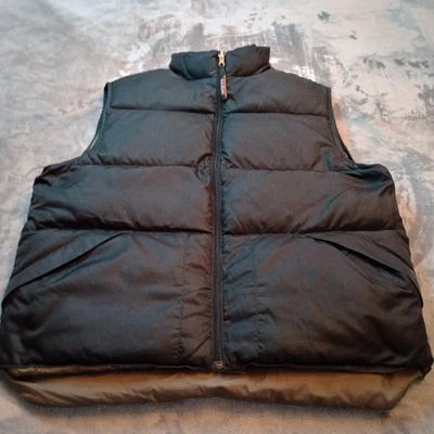 LL Bean Goose Down Reversible Puffer Vest Men Large Green Black Pockets Full Zip - Image 1 of 4