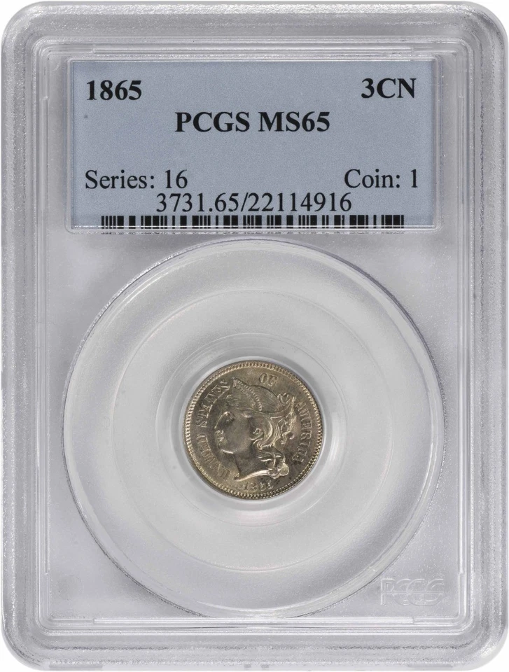 1865 Three Cent Nickel MS65 PCGS - Image 1 of 2