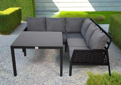 Gartenset Gartenlounge Terrassenmöbel Gartenmöbel Ariana schwarz Lounge Esstisch - Bild 1 von 4