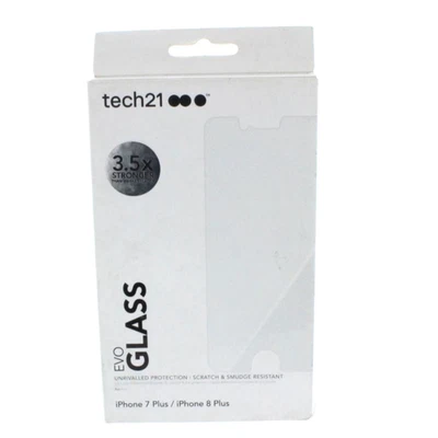 Tech21 Evo Glass Screen Protector for iPhone 8 Pus / iPhone 7 Plus Clear NEW - Image 1 of 3