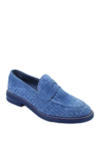 Jennifer Tattanelli Mens Suede Textured Slip-On Dress Shoes Blue Size Eur 38.5 - Picture 1 of 5