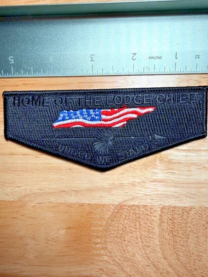 Home of the Lodge #21 Chief OA Flap Ghost Patch Blackout American Flag Arrow TN - Image 1 of 2