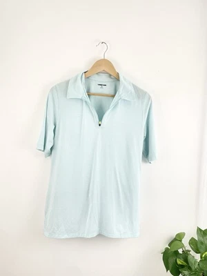 Top Lands End M Azul Blanco Rayas 1/4 Cremallera Manga Corta Mujer’s Mediano  Foto 1 de 4