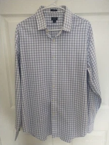 J. Camicia elegante Crew Performance slim fit easy care bianca a quadri 2XL nuova - Foto 1 di 3