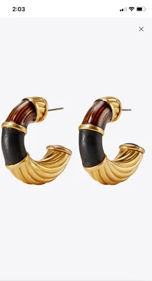 PENDIENTE ARO ESTRIADO "TOTALMENTE NUEVO" TORY BURCH KIRA Foto 1 de 4